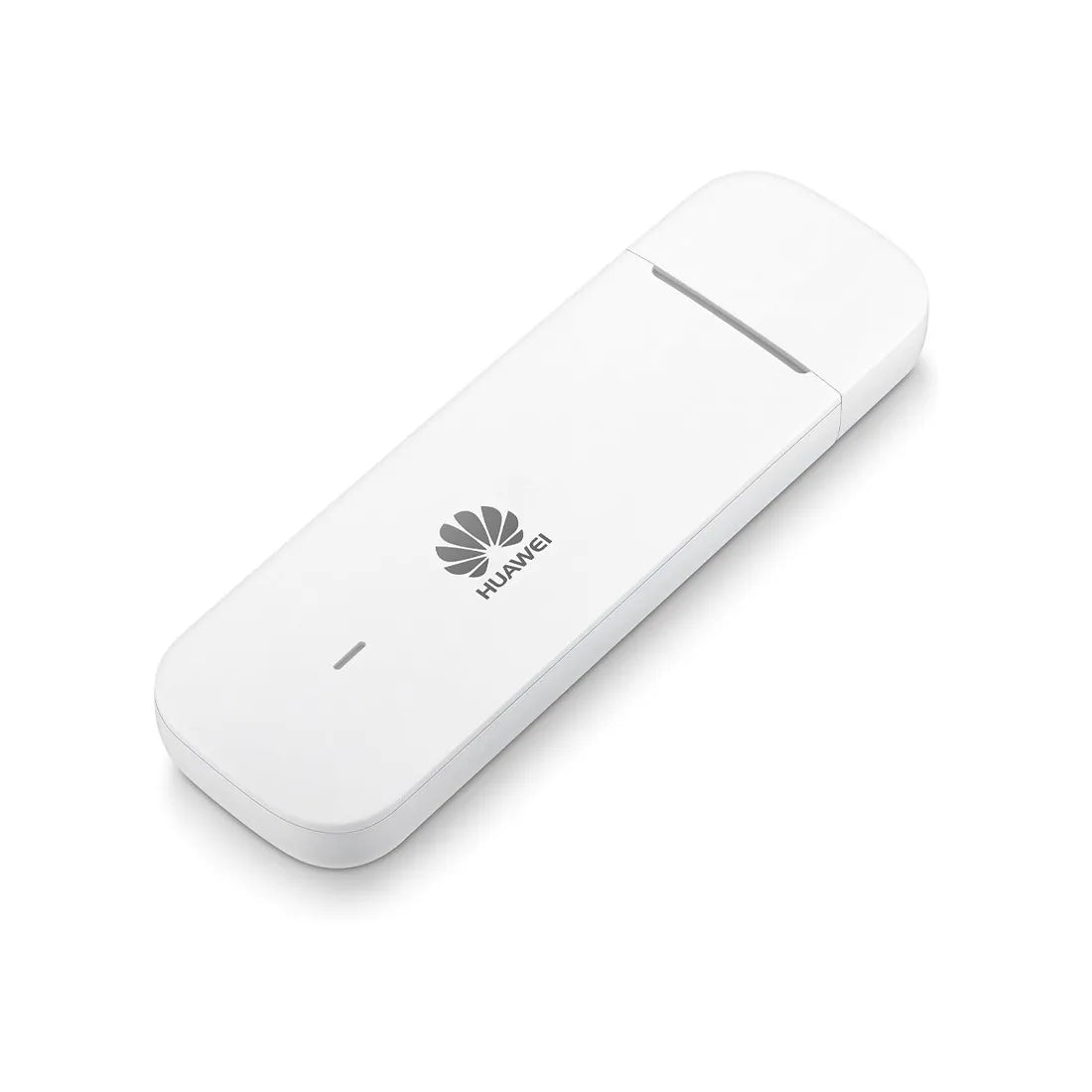 Huawei E3372 4G USB mobile broadband dongle angled flat view highlighting compact portable size