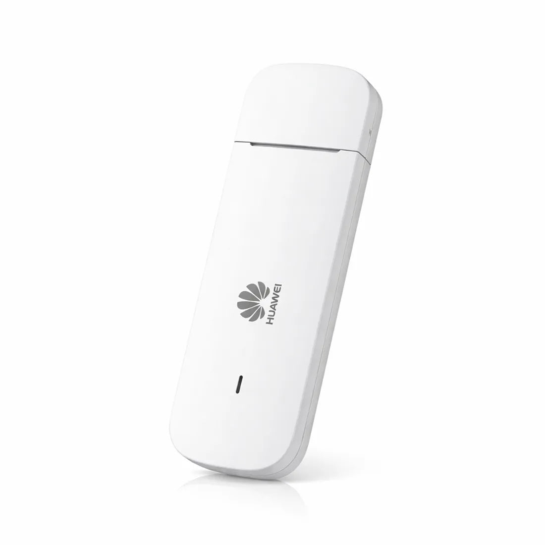 Huawei E3372 4G USB mobile broadband dongle angled front view showing compact design