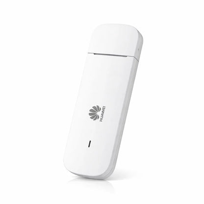 Huawei E3372 4G USB mobile broadband dongle angled front view showing compact design