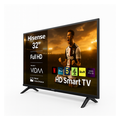 Hisense 32" Smart HD LED TV (2025 Model) – Direct Lit Display with Freely Streaming