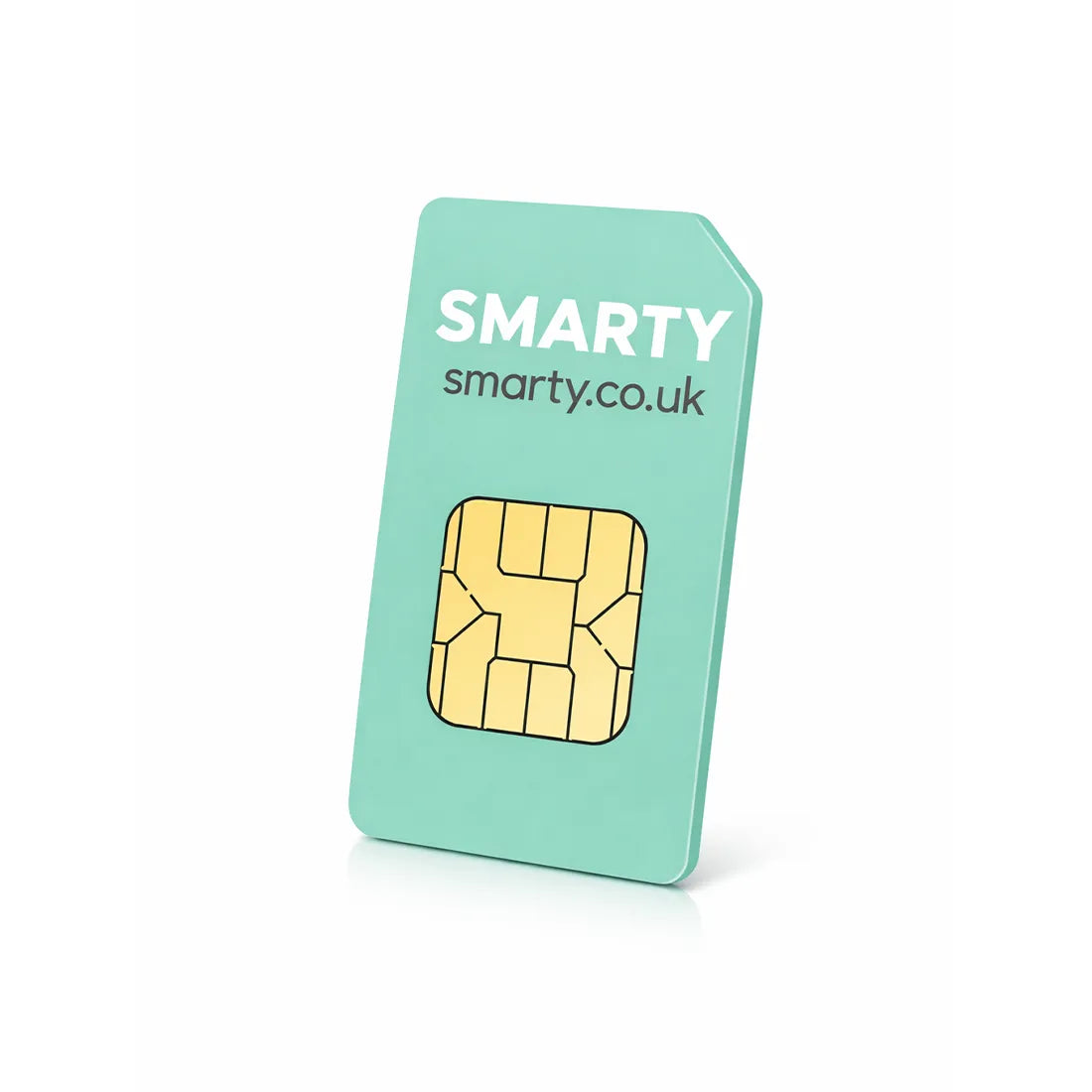Angled view of SMARTY SIM card no contract SIM only plan