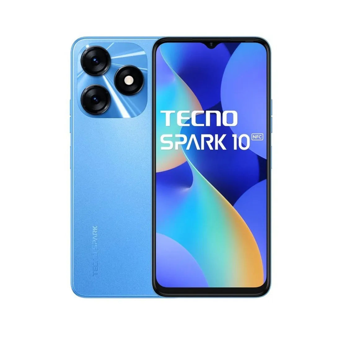 Tecno Spark 10 NFC smartphone front view in blue colour
