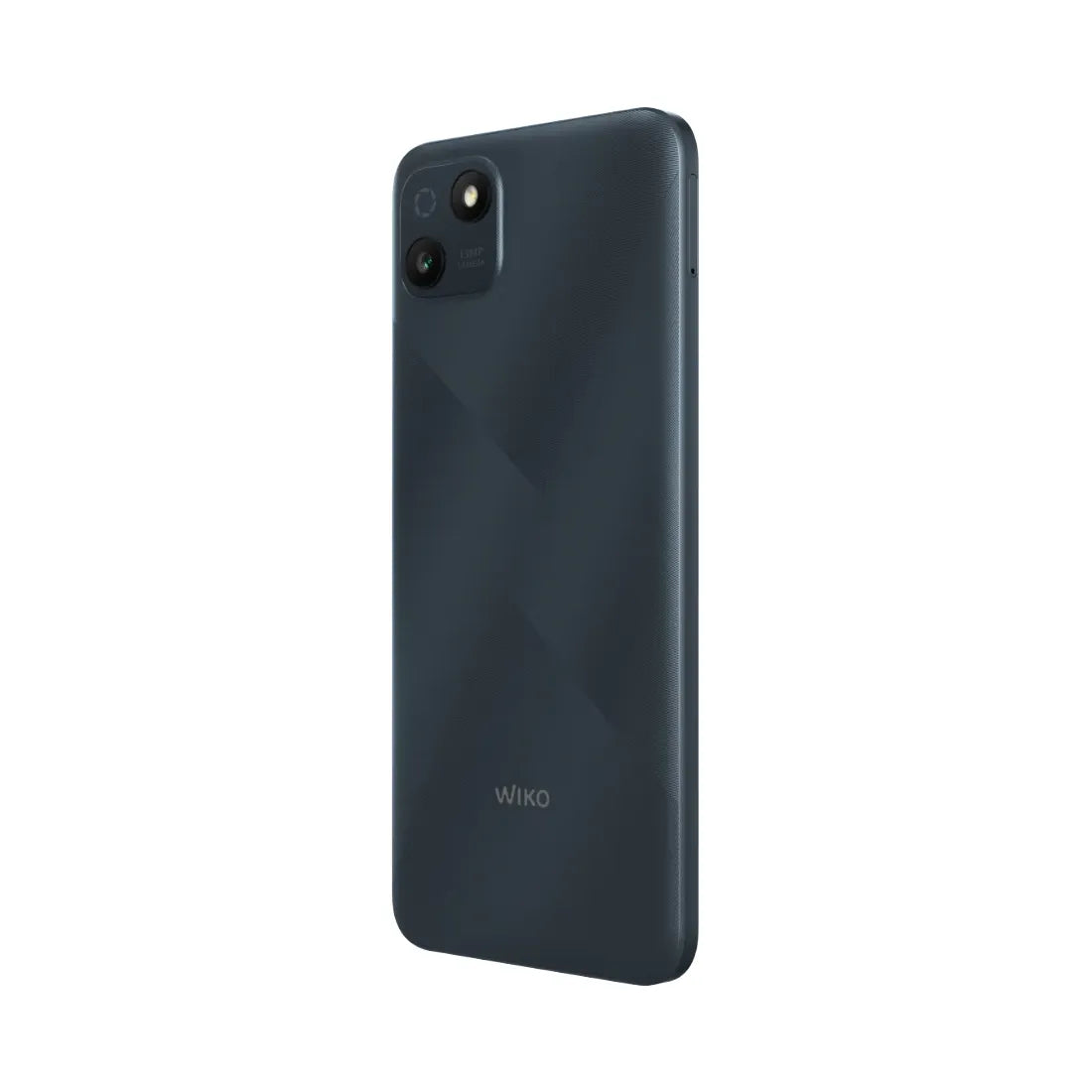 Angled rear view of Wiko T10 4G smartphone in black finish