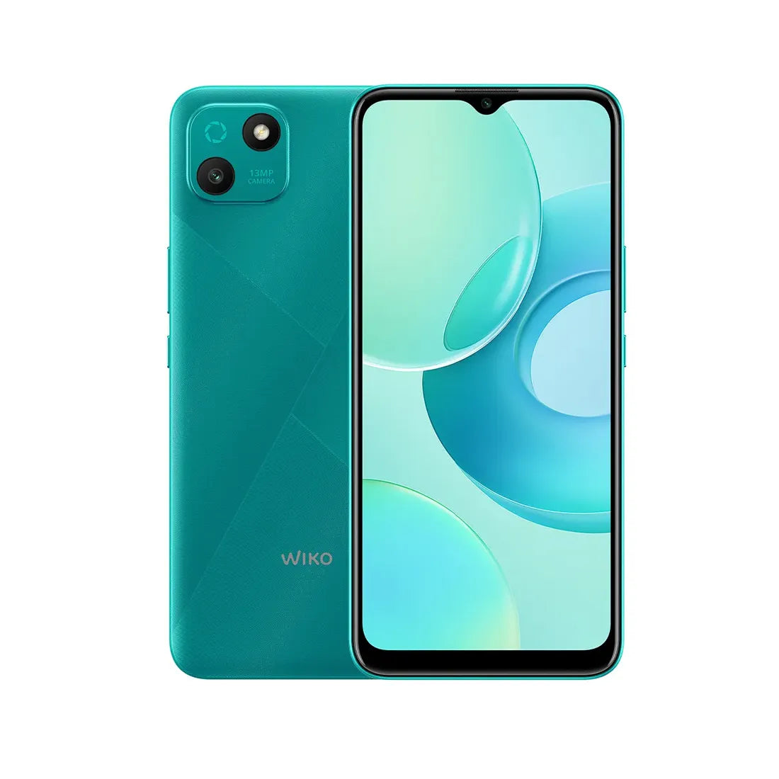 Wiko T10 4G smartphone showing front display and green rear design