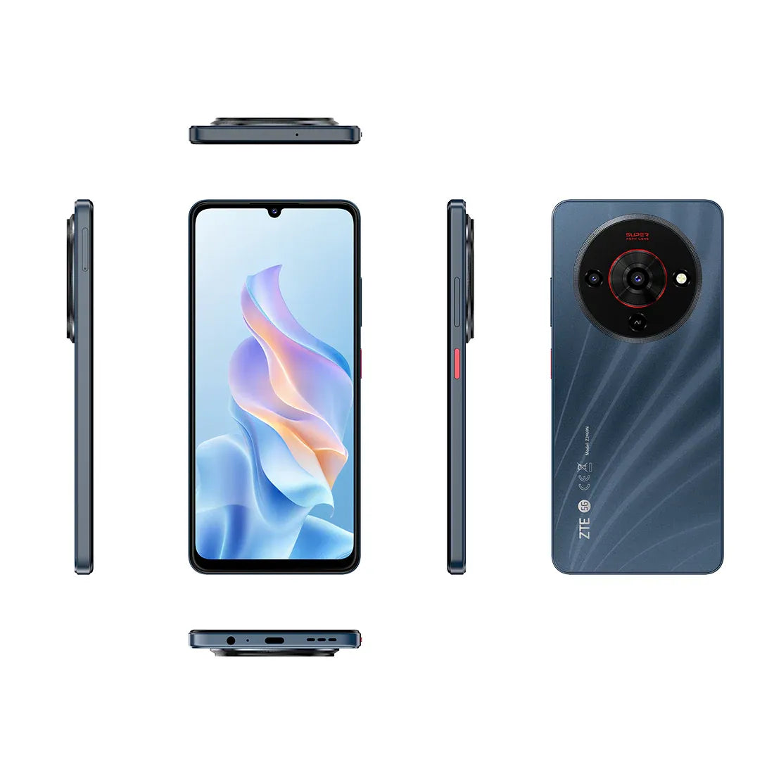 ZTE Blade A76 multi angle view showing front back and side profile together