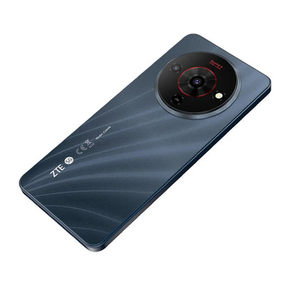 ZTE Blade A76 rear angled view showing circular camera module and textured back panel