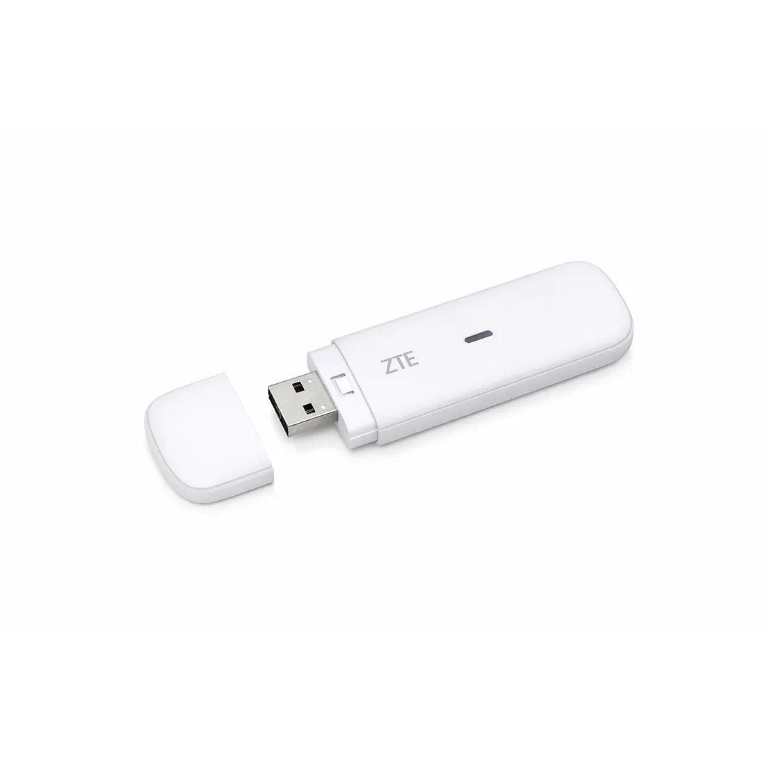 ZTE MF833 4G USB mobile broadband dongle shown open with protective cap removed
