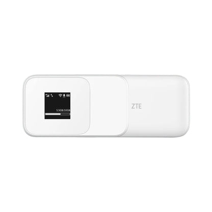 ZTE MF986D 4G+ portable WiFi router front and rear view on white background