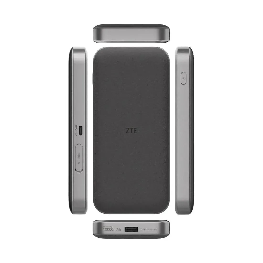 ZTE MU5120 5G portable WiFi hotspot displayed from multiple angles showing ports and controls