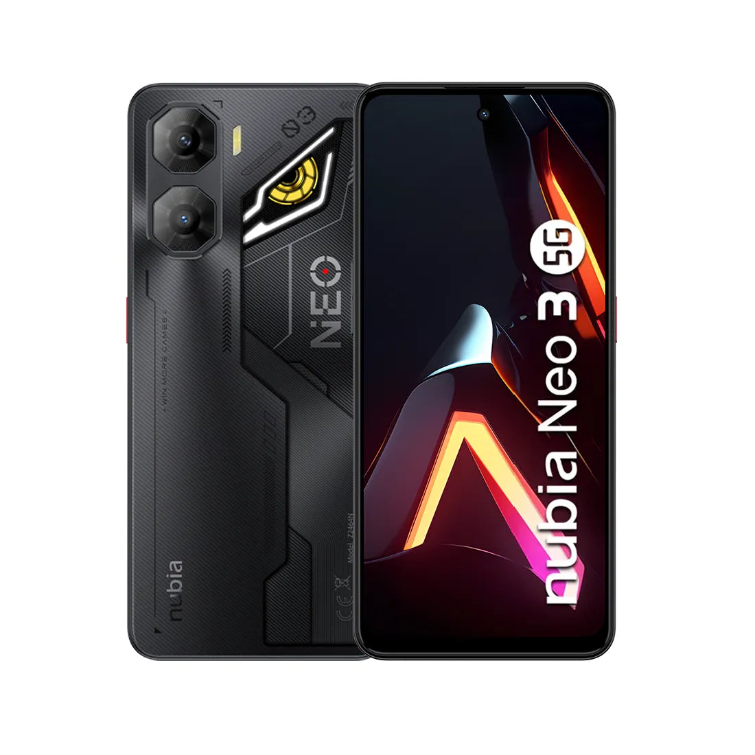 ZTE Nubia Neo 3 5G gaming phone front and rear view in black finish