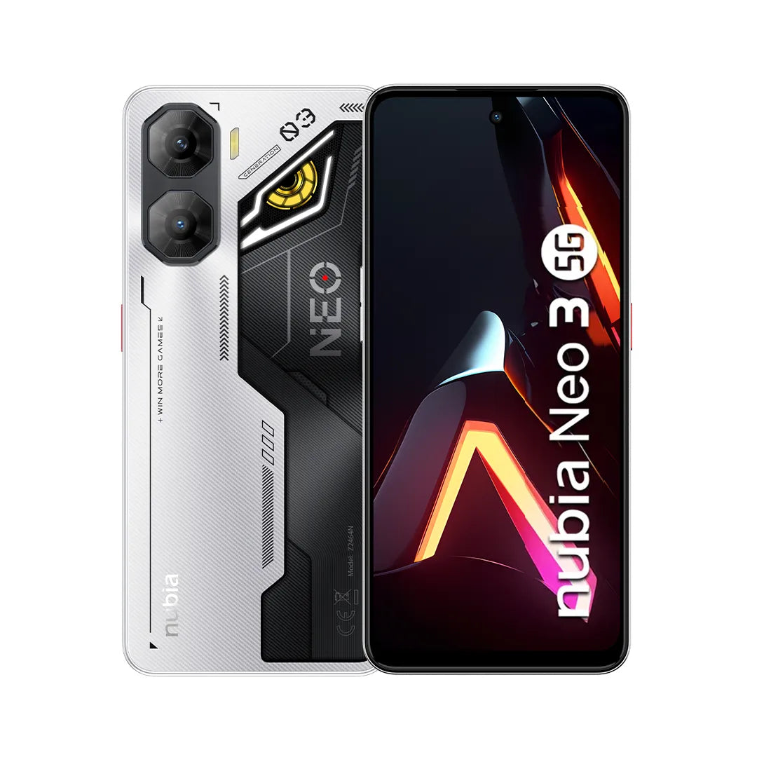 ZTE Nubia Neo 3 front and rear view in white colour variant