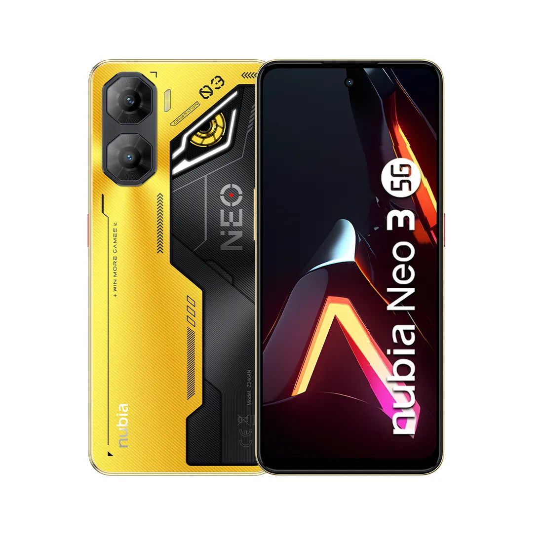 ZTE Nubia Neo 3 front and rear view in yellow colour variant