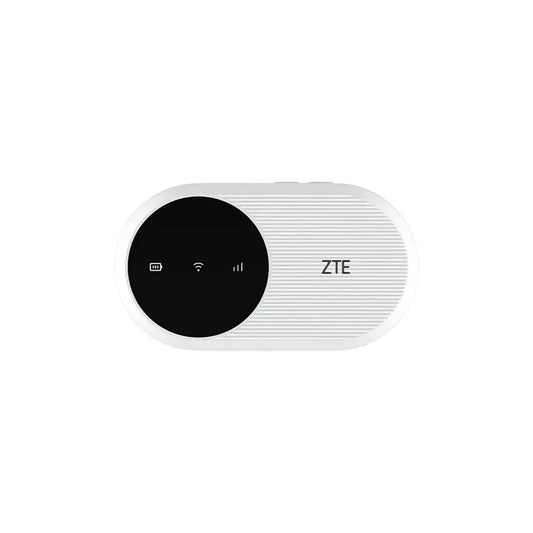 ZTE U10 4G portable WiFi hotspot front view showing status display and compact design on white background